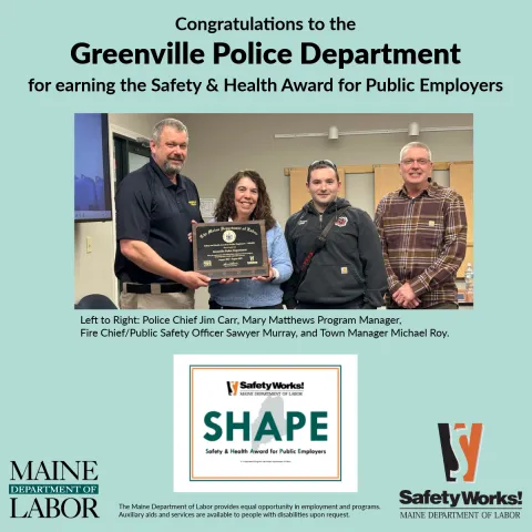 Greenville Police Department receiving SHAPE Award.